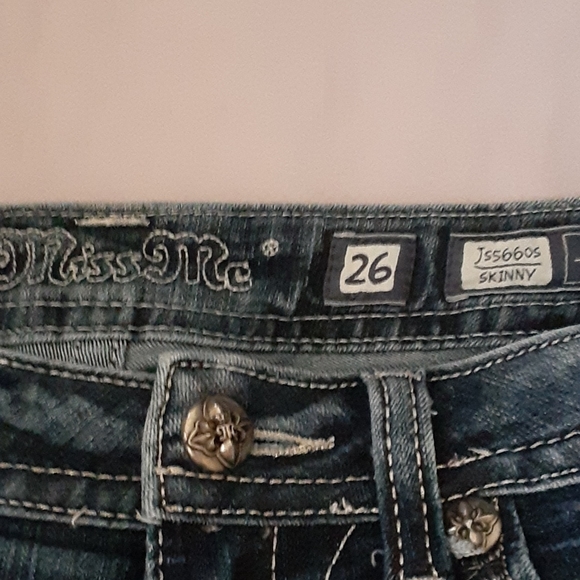 MISS ME  Bi LATERAL BORDER DOWN BOTH LEGS SKINNY JEANS, SIZE 26 - Picture 5 of 13